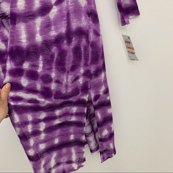 INC Tie Dye Open Front Cardigan Sweater Purple - Picture 4 of 8